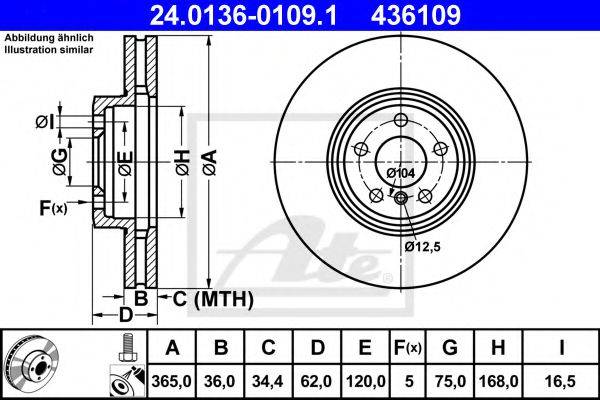 гальмівний диск ATE 24.0136-0109.1