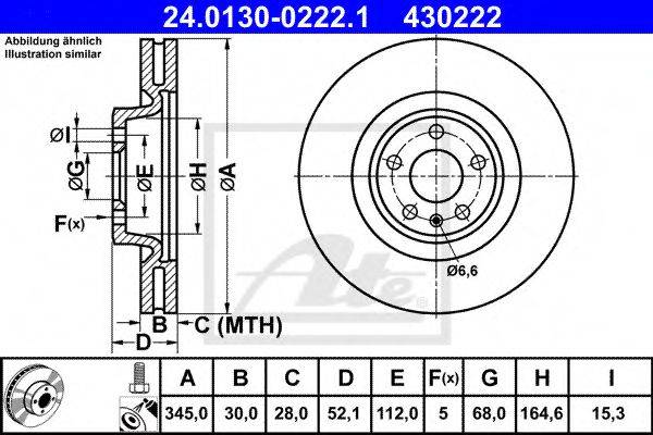 гальмівний диск ATE 24.0130-0222.1