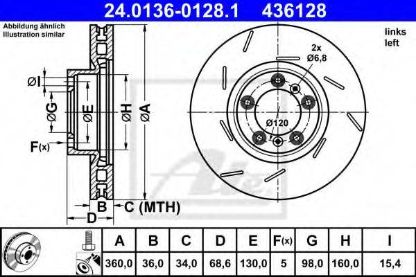 гальмівний диск ATE 24.0136-0128.1