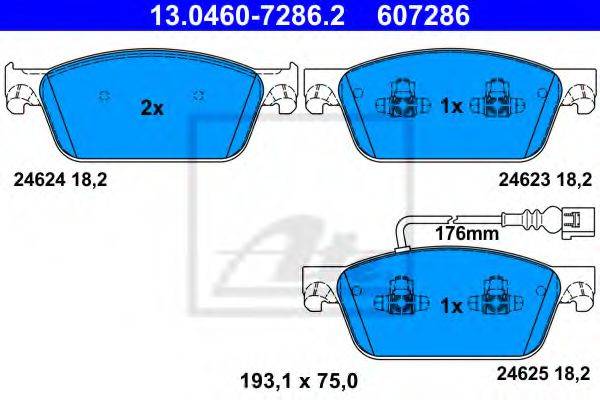 Комплект гальмівних колодок, дискове гальмо ATE 13.0460-7286.2