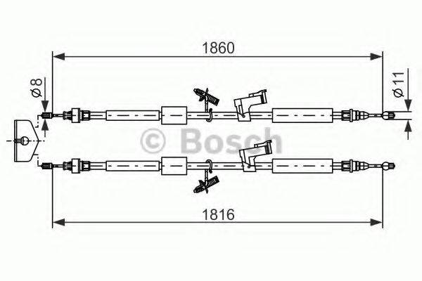 Трос, стоянкова гальмівна система BOSCH 1 987 482 189