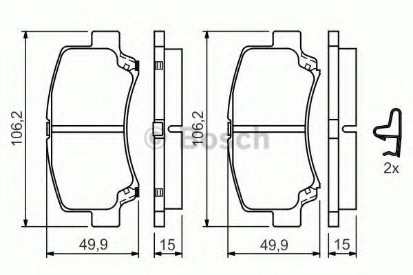 Комплект гальмівних колодок, дискове гальмо BOSCH 0 986 424 626