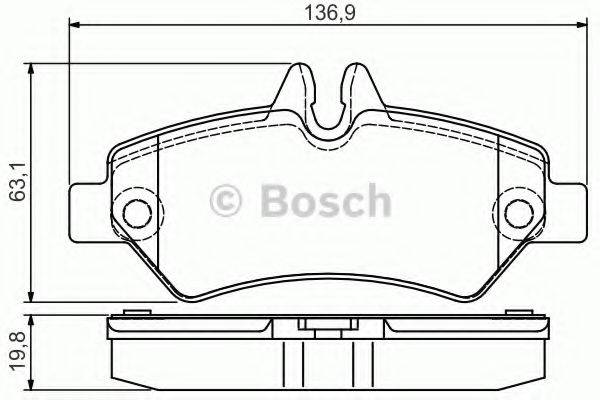 Комплект гальмівних колодок, дискове гальмо BOSCH 0 986 495 100