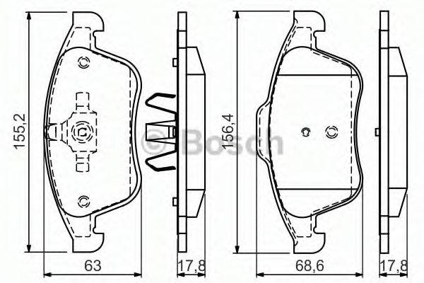 Комплект гальмівних колодок, дискове гальмо BOSCH 0 986 494 556