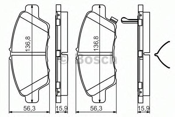 Комплект гальмівних колодок, дискове гальмо BOSCH 0 986 494 562