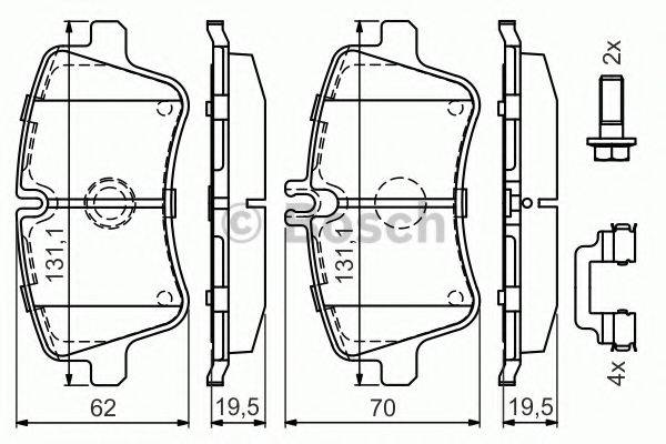 Комплект гальмівних колодок, дискове гальмо BOSCH 0 986 494 607