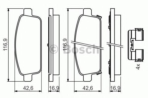 Комплект гальмівних колодок, дискове гальмо BOSCH 0 986 494 634