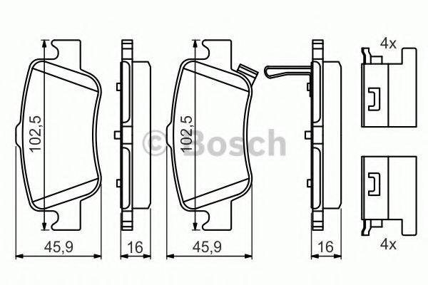 Комплект гальмівних колодок, дискове гальмо BOSCH 0 986 494 651