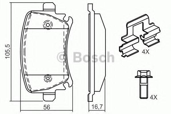 Комплект гальмівних колодок, дискове гальмо BOSCH 0 986 494 595