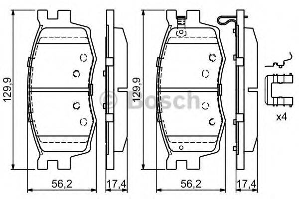 Комплект гальмівних колодок, дискове гальмо BOSCH 0 986 494 617