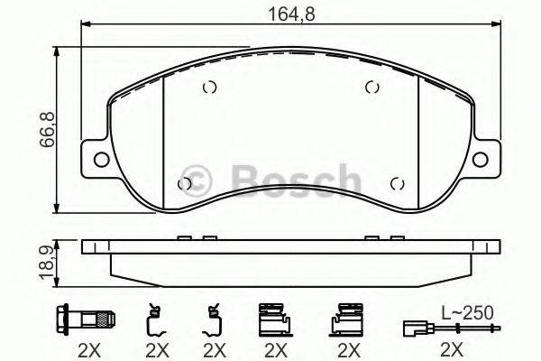 Комплект гальмівних колодок, дискове гальмо BOSCH 0 986 494 624