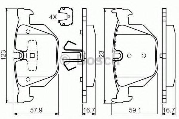 Комплект гальмівних колодок, дискове гальмо BOSCH 0 986 494 540