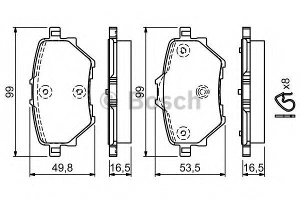 Комплект гальмівних колодок, дискове гальмо BOSCH 0 986 494 716