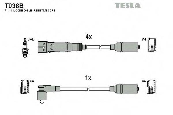 Комплект дротів запалення TESLA T038B