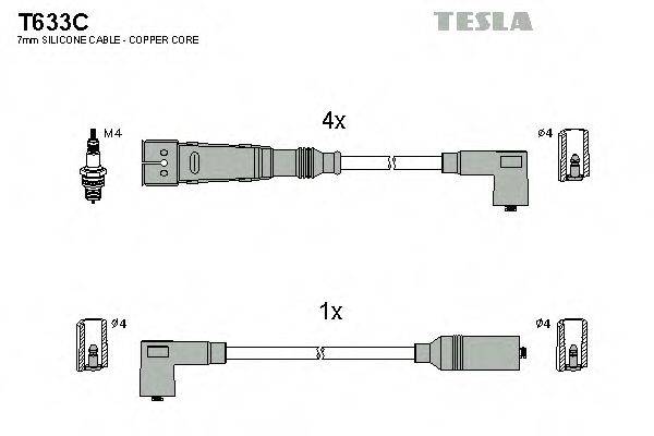 Комплект дротів запалення TESLA T633C