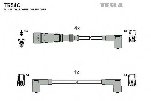 Комплект дротів запалення TESLA T654C