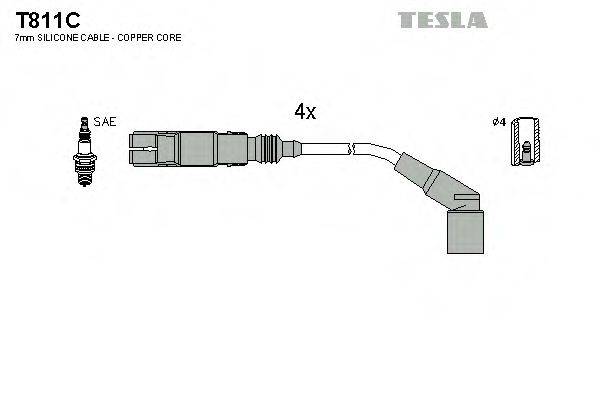 Комплект дротів запалення TESLA T811C