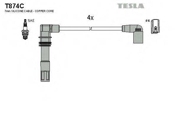 Комплект дротів запалення TESLA T874C