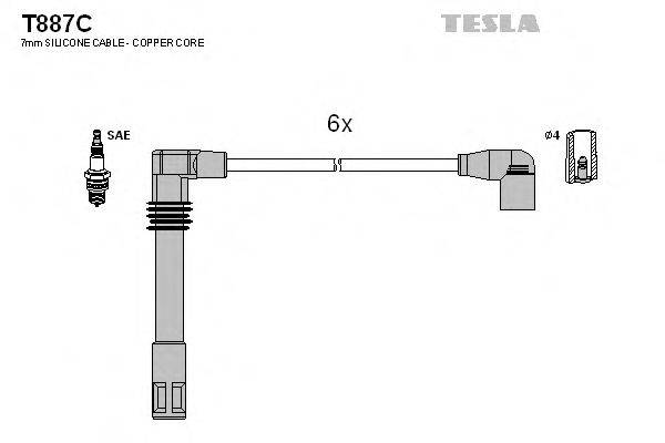 Комплект дротів запалення TESLA T887C