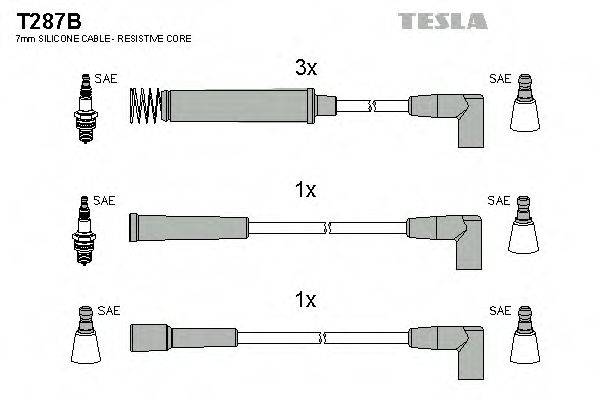 Комплект дротів запалення TESLA T287B