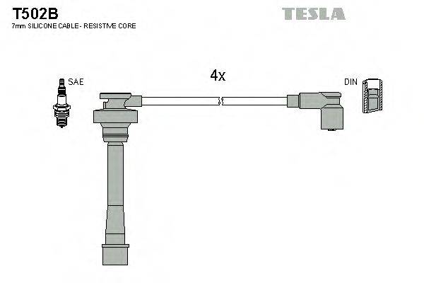 Комплект дротів запалення TESLA T502B