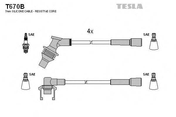 Комплект дротів запалення TESLA T670B