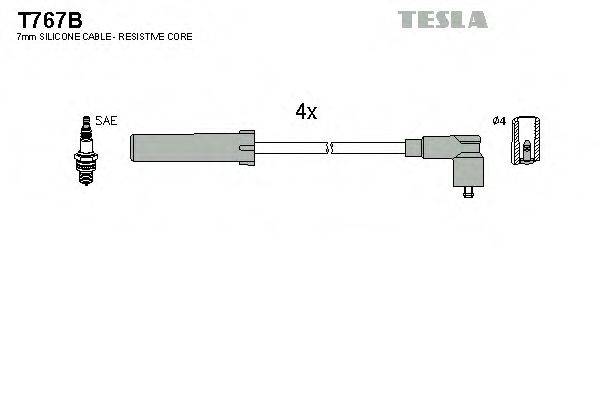 Комплект дротів запалення TESLA T767B