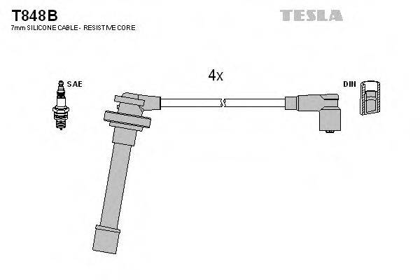 Комплект дротів запалення TESLA T848B