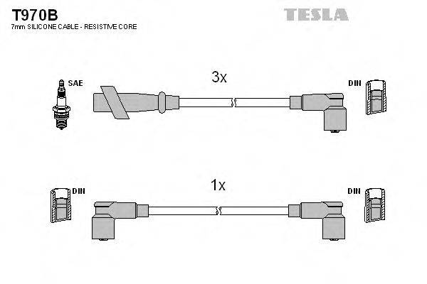 Комплект дротів запалення TESLA T970B