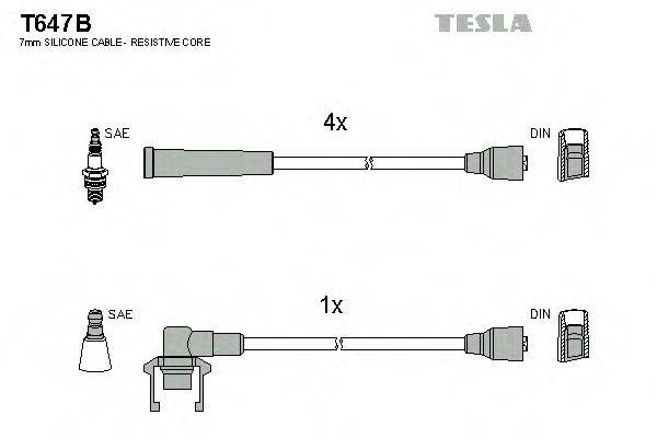 Комплект дротів запалення TESLA T647B