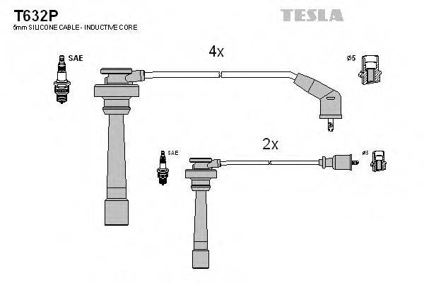 Комплект дротів запалення TESLA T632P