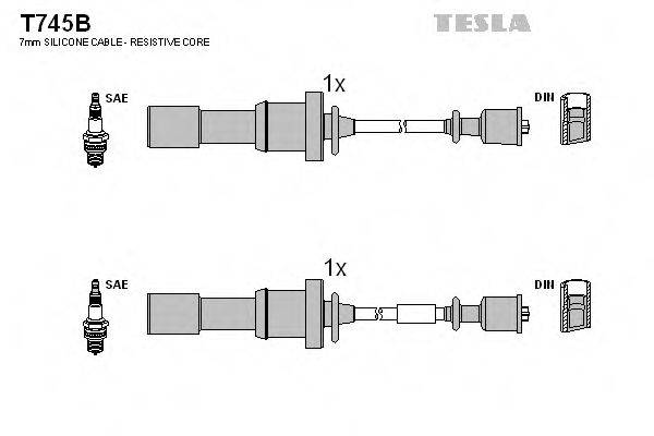 Комплект дротів запалення TESLA T745B