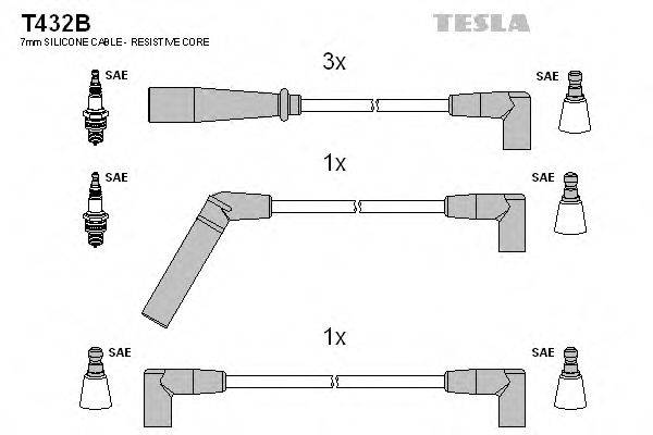 Комплект дротів запалення TESLA T432B