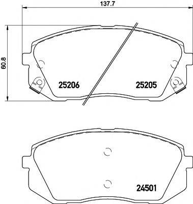 Комплект гальмівних колодок, дискове гальмо TEXTAR 2520501