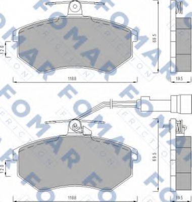 Комплект гальмівних колодок, дискове гальмо FOMAR FRICTION FO 488681