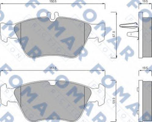 Комплект гальмівних колодок, дискове гальмо FOMAR FRICTION FO 637781