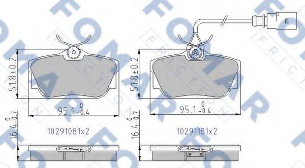 Комплект гальмівних колодок, дискове гальмо FOMAR FRICTION FO 691181