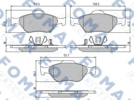 Комплект гальмівних колодок, дискове гальмо FOMAR FRICTION FO 800281