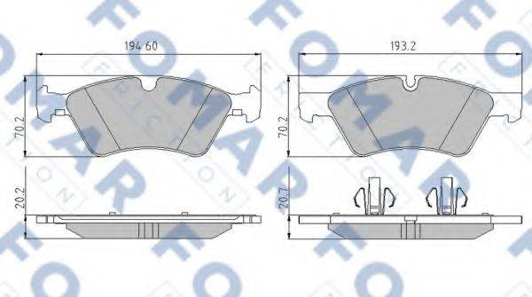 Комплект гальмівних колодок, дискове гальмо FOMAR FRICTION FO 858781