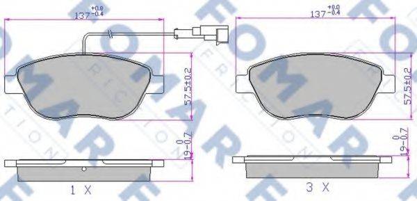 Комплект гальмівних колодок, дискове гальмо FOMAR FRICTION FO 907681