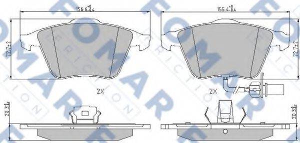 Комплект гальмівних колодок, дискове гальмо FOMAR FRICTION FO 912281