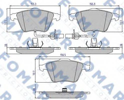 Комплект гальмівних колодок, дискове гальмо FOMAR FRICTION FO 912481