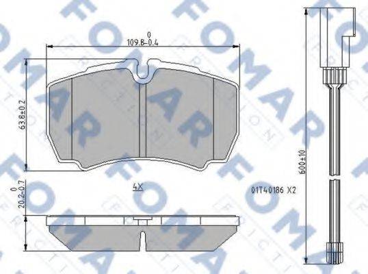 Комплект гальмівних колодок, дискове гальмо FOMAR FRICTION FO 912581