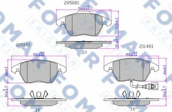 Комплект гальмівних колодок, дискове гальмо FOMAR FRICTION FO 912981