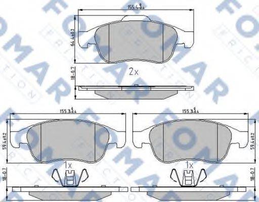 Комплект гальмівних колодок, дискове гальмо FOMAR FRICTION FO 931481