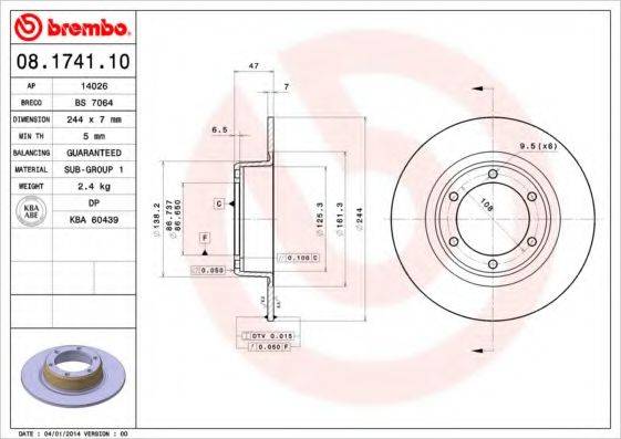 гальмівний диск BREMBO 08.1741.10