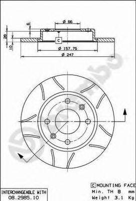 гальмівний диск BREMBO 08.2985.75