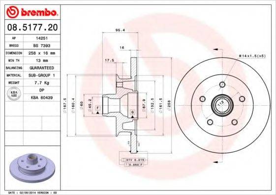 гальмівний диск BREMBO 08.5177.20