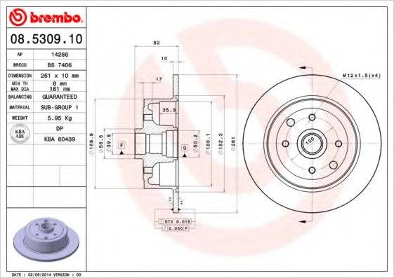 гальмівний диск BREMBO 08.5309.10