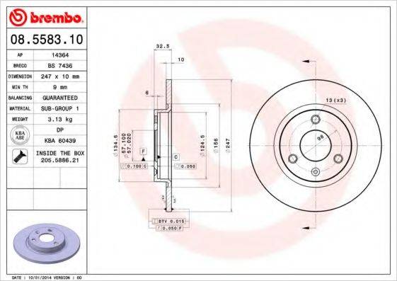 гальмівний диск BREMBO 08.5583.10